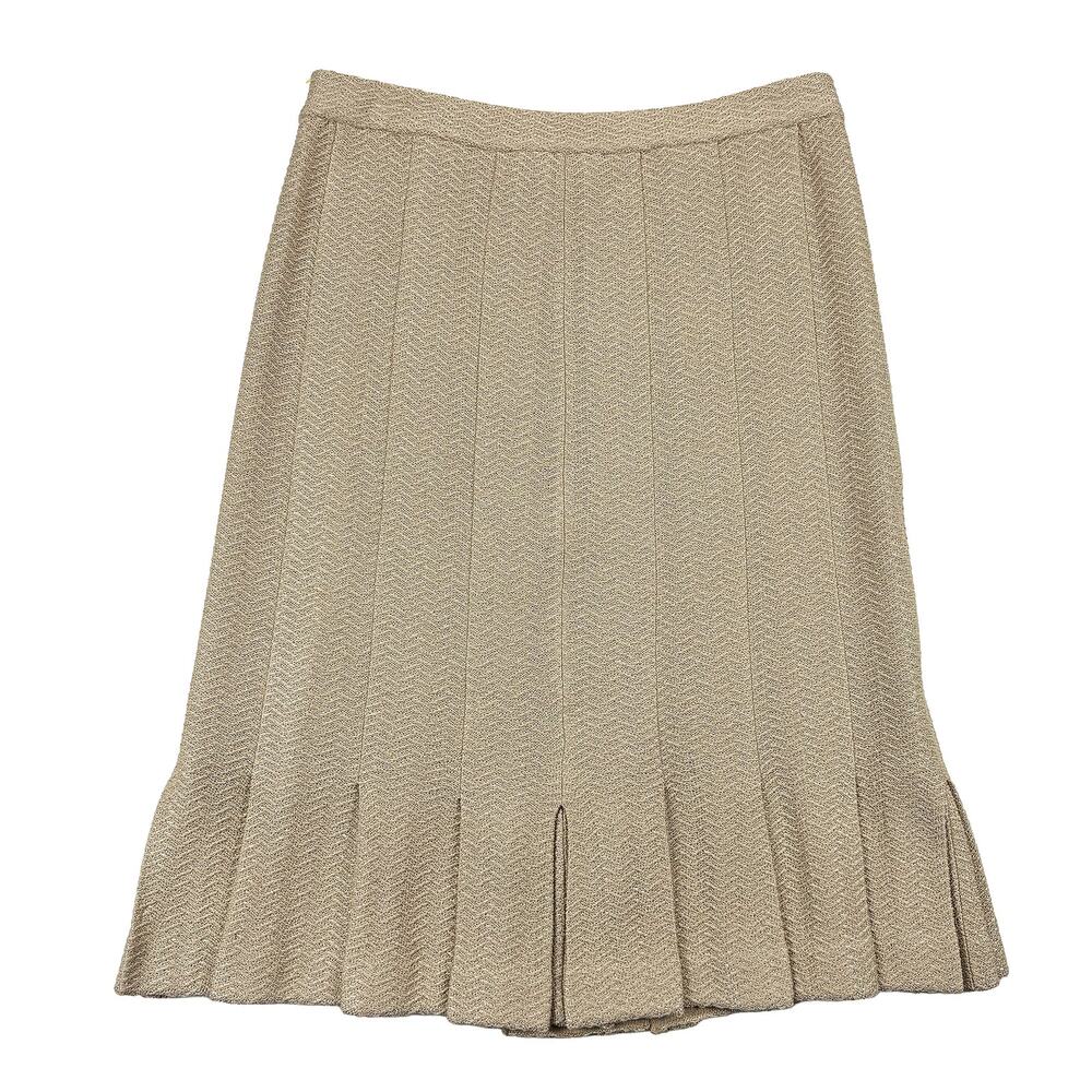 St. John for Saks Fifth Avenue Skirt VTG Size 4 Gold Metallic Knit Pleated USA - Picture 4 of 10